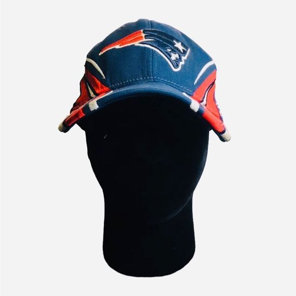 ENGLAND PATRIOTS VINTAGE 90s LOGO ATHLETIC SPLASH BLACK NFL SNAPBACK HAT - Picture 2 of 7